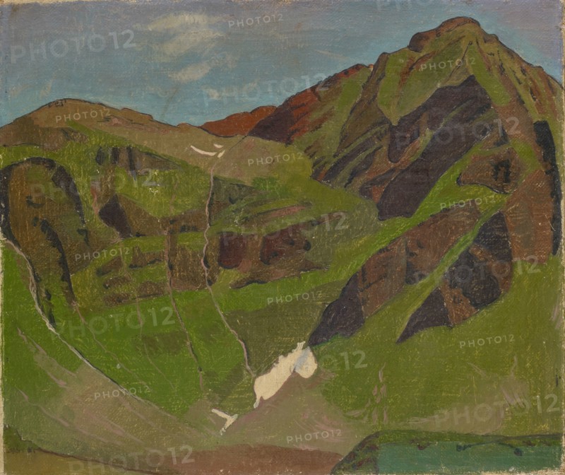 Mountain Scene, Oil on Burlap, 55.5 x 65 cm, Not Signed, Franz Marent, Basel 1895–1918 Basel