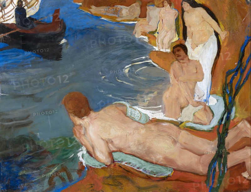 Odysseus and the Sirens, 1904, oil and tempera on cardboard, 50 x 65 cm, unmarked, Carl Burckhardt, Lindau/Zürich 1878–1923 Ligornetto/Tessin