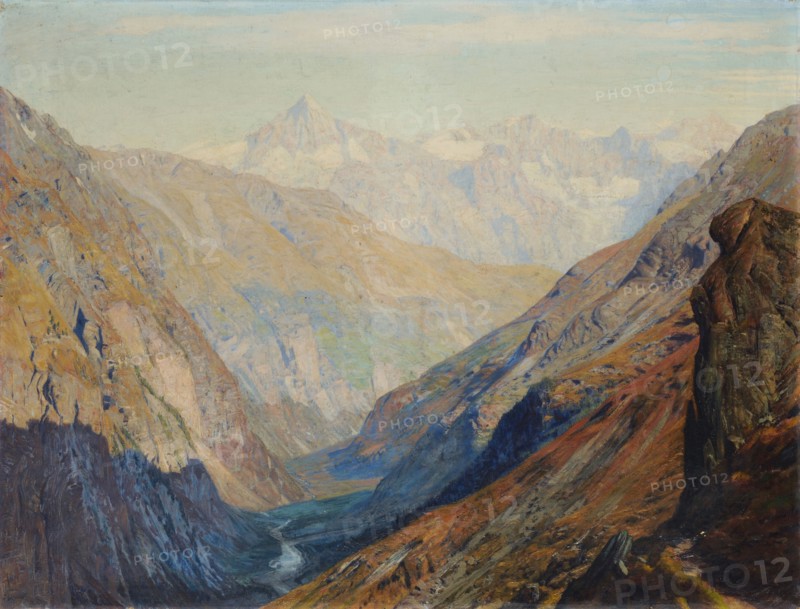 View of the valley of Zermatt, oil on canvas, 59 x 71 cm, Albert Gos, Genf 1852–1942 Genf