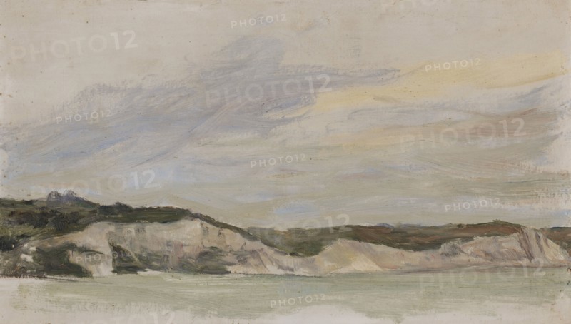 English coast in gray, oil on board, 19.5 x 34 cm, not marked, William de Goumois, Basel 1865–1941 Riehen/Basel-Stadt