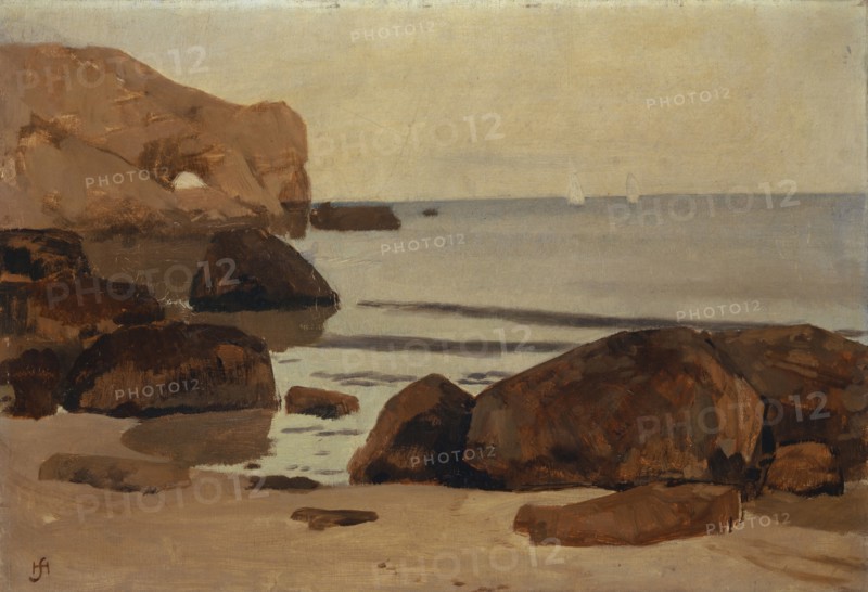 Seashore, 1882-1884, oil on canvas, 31 x 45 cm, monogrammed lower left: HS [ligated], Hans Sandreuter, Basel 1850–1901 Riehen