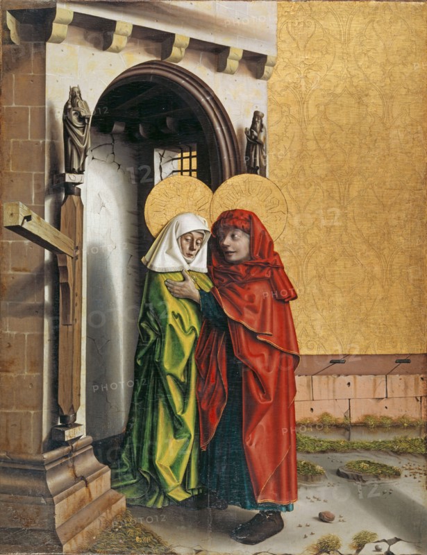 Joachim and Anna at the Golden Gate, c. 1437/40, mixed media on paneled spruce wood, 158 x 120.5 cm, unsigned., In the names: sant anna and: sant joahim, Konrad Witz, Rottweil um 1400 – um 1445/47