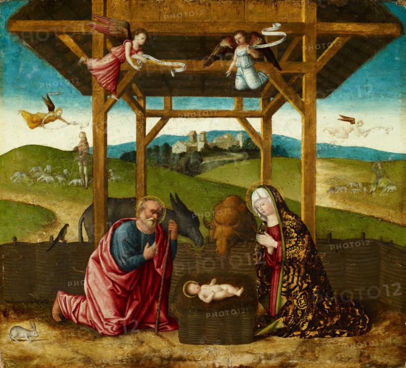 The Nativity, frosted tempera on poplar wood, 38.6 x 42.5 cm, unsigned, Francesco di Simone da Santacroce (1), (?), Santacroce bei Bergamo 1440/45–1508 Venedig