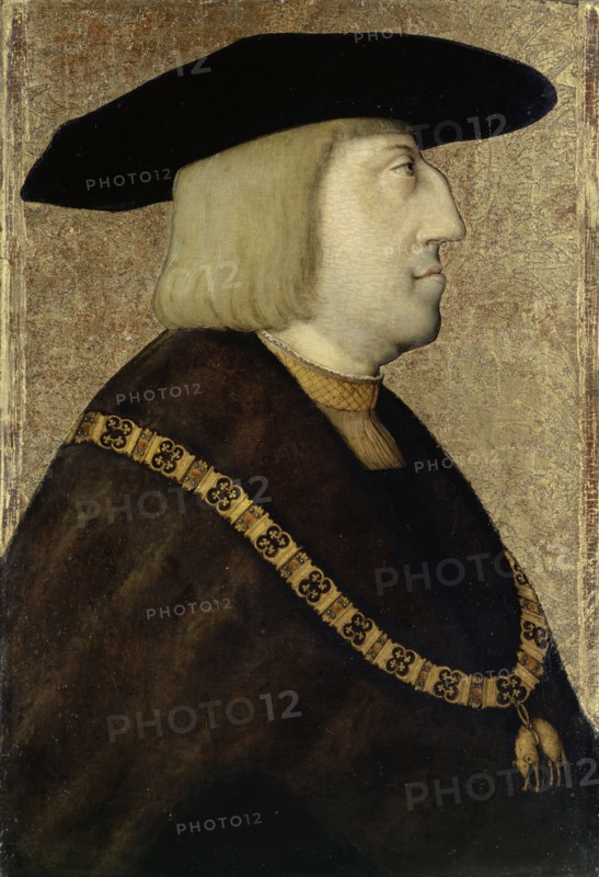 Portrait of Emperor Maximilian I, oil on linden wood, 46 x 32 cm, not marked, Meister von Messkirch, (Umkreis (?) / circle (?)), tätig um 1530–1543 in Messkirch