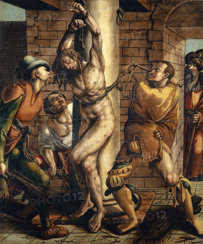 The Flagellation of Christ, mixed media on canvas, 138 x 115 cm, unmarked, Hans Herbst(er), Strassburg 1470–1552 Basel, Hans Holbein d. J., (Mitarbeit (?) / collaboration (?)), Augsburg um 1497/98–1543 London