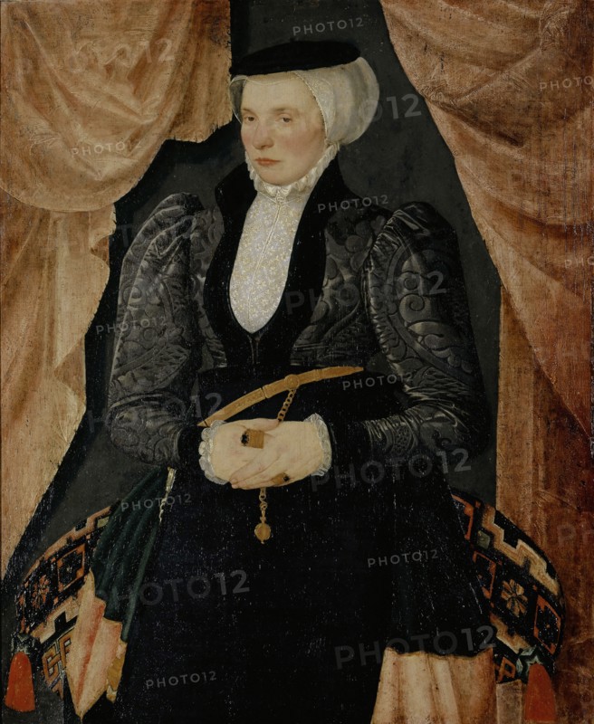 Portrait of Katharina Aeder, wife of Melchior Hornlocher, 1577, oil on oak wood, 86 x 70 cm, not marked (compare counterpart Inv 80), Hans Bock d. Ä., Zabern/Elsass um 1550/52–1624 Basel