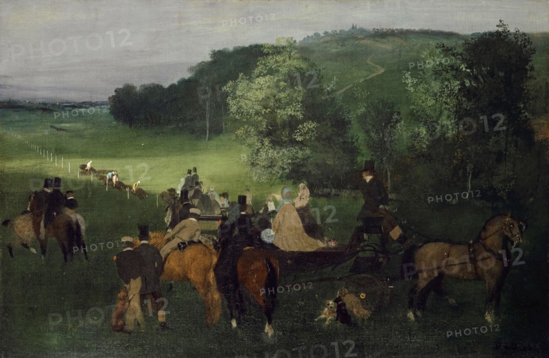 Sur le champ de courses (Les Courses), c. 1861/1862, oil on canvas, 42.8 x 65 cm, signed lower right: Degas, Edgar Degas, Paris 1834–1917 Paris