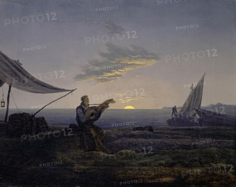 Moonrise at the Sea, 1827, oil on canvas, 38 x 47.7 cm, not indicated, Carl Gustav Carus, Leipzig 1789–1869 Dresden