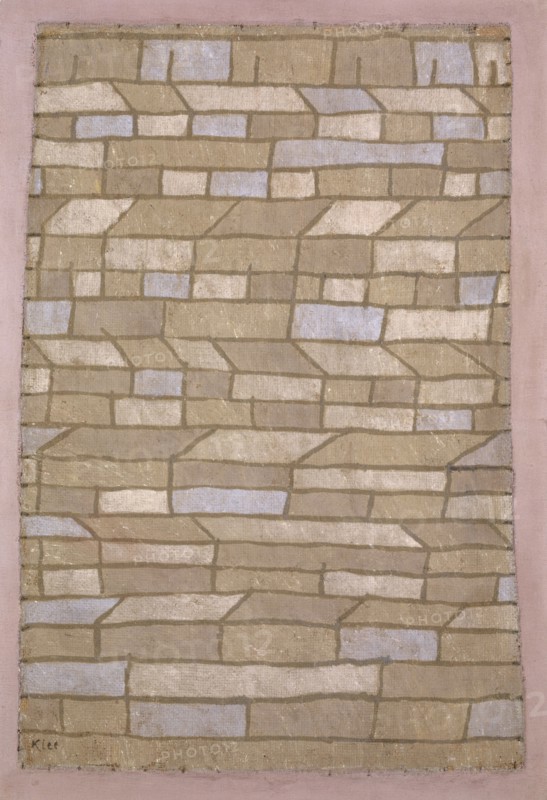 Barakken Settlement [Barack Settlement], 1932, 281 (Y 1), oil on jute, edged with gauze strips, nailed to plywood, 77 x 53 cm, signed lower left: Klee, signed back on the plywood panel with red pencil: 1932.y.1 Barakken-Siedlung Klee, Paul Klee, Münchenbuchsee/Bern 1879–1940 Muralto b. Locarno/Tessin