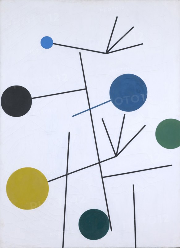 Surgissant, tombant, adhérant, valance, 1934, oil on canvas, 99.8 x 73.3 cm, unmarked, Sophie Taeuber-Arp, Davos/Graubünden 1889–1943 Zürich