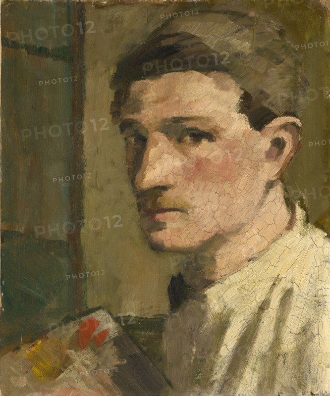 Self-portrait with Palette, 1908/1909, oil on board, on wooden board, 45.5 x 38 cm, not marked, Hans Brühlmann, Amriswil/Thurgau 1878–1911 Stuttgart