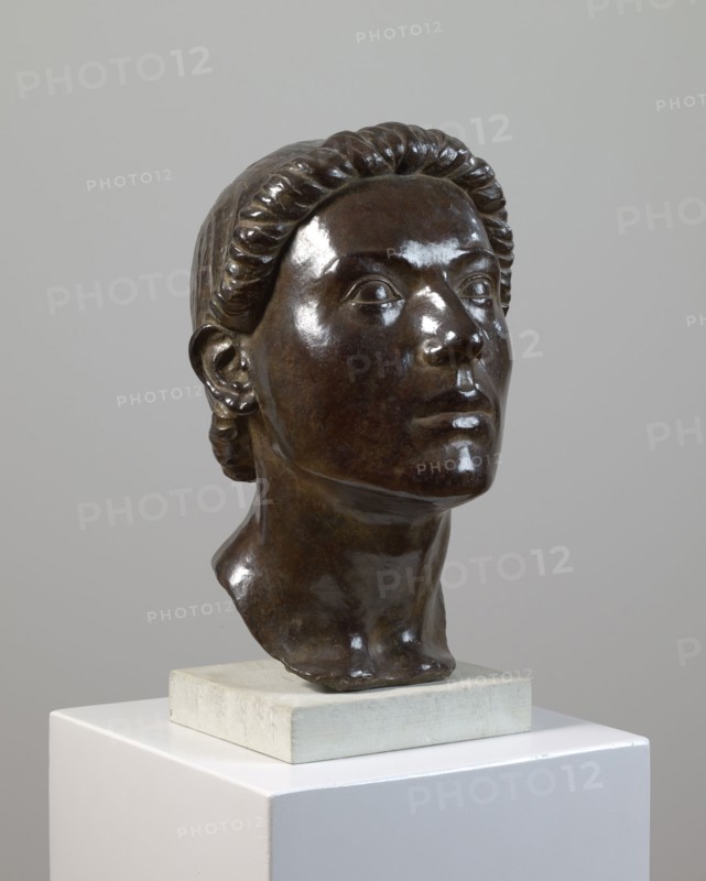Head of Eros (From the Unfinished Group of Zeus and Eros), 1902, Bronze, 31.5 x 20 x 22 cm |, 3 x 13.5 x 16 cm base, casting stamp on the lower edge on reverse right: CIRE, C. VALSUANI, PERDUE, Carl Burckhardt, Lindau/Zürich 1878–1923 Ligornetto/Tessin