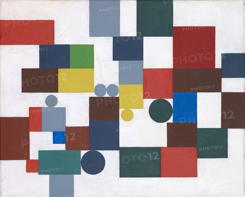 Composition à carrés, rectangles and cercles coïncidents, 1939, oil on canvas, 33 x 40.5 cm, unmarked, Sophie Taeuber-Arp, Davos/Graubünden 1889–1943 Zürich