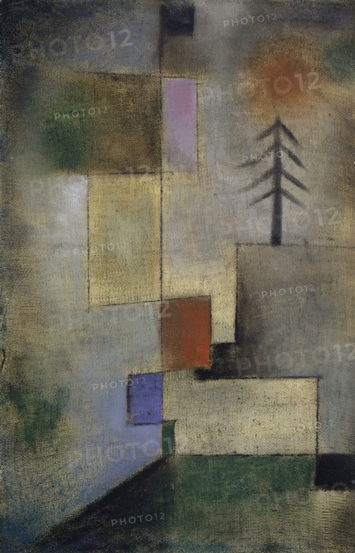 Small Fir Tree, 1922, 176, oil on nettle cloth on cardboard, 31.6 x 20.2 cm, signed and dated lower left: Klee, 1922/176 [slightly readable], inscribed on the reverse: 1922 176 Small fir painting, Paul Klee, Münchenbuchsee/Bern 1879–1940 Muralto b. Locarno/Tessin