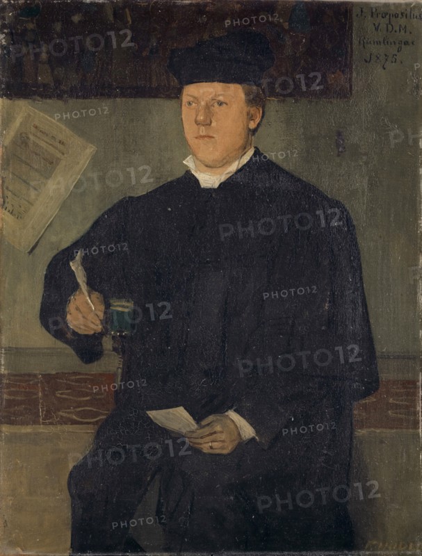 Portrait of Pastor Jakob Probst in Rümlingen, 1875, oil on canvas, 36.2 x 27.8 cm, signed lower right: F. HODLER, inscribed top right: J. Præpositus, V.D.M., Rümlingae, 1875., Ferdinand Hodler, Bern 1853–1918 Genf