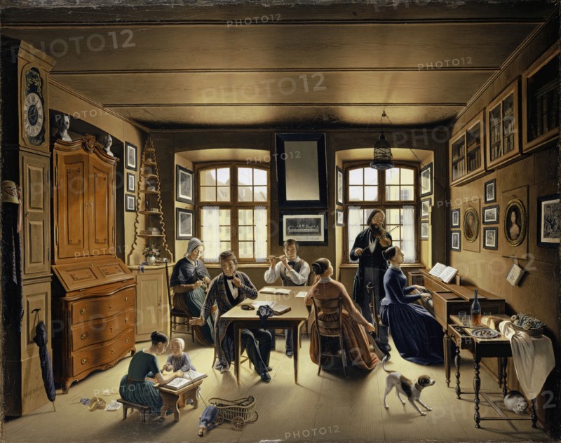 Basel Family Concert, 1849, oil on canvas, 61.5 x 77 cm, signed lower left: S. GUZWILLER [sic], Sebastian Gutzwiller, Uffheim/Elsass 1798–1872 Basel