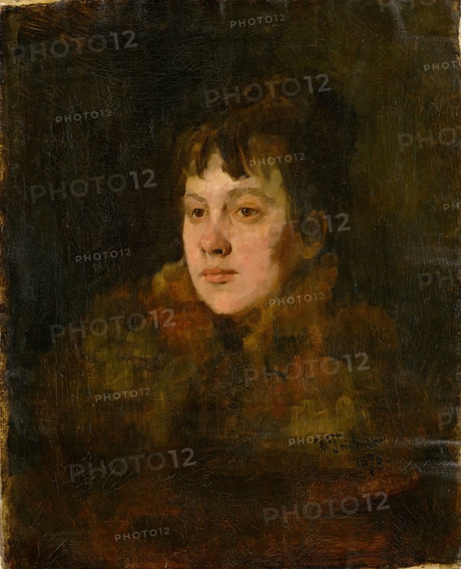 Portrait of a Lady in a Fur, 1876, oil on canvas, 61.7 x 50.3 cm, Signed and dated in the center right: W. Trübner, 1876., Wilhelm Trübner, Heidelberg 1851–1917 Karlsruhe