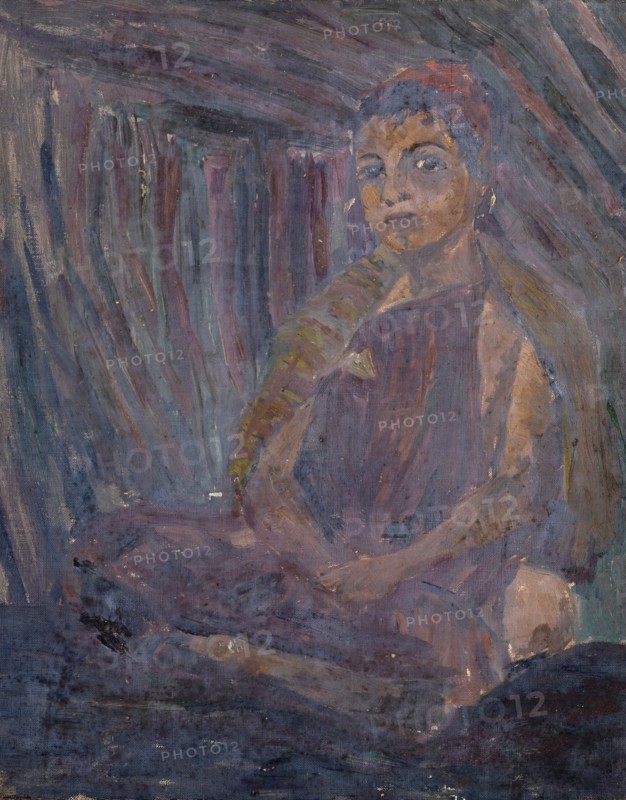 Bedouin boy in tent tent, oil on canvas, 46 x 36.5 cm, Ernst Schiess, Basel 1872–1919 Valencia