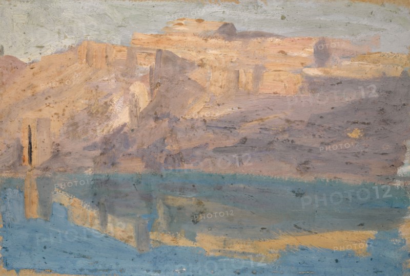 Rocky side of the Tagus at Toledo, oil on cardboard, 28 x 41.5 cm, Ernst Schiess, Basel 1872–1919 Valencia