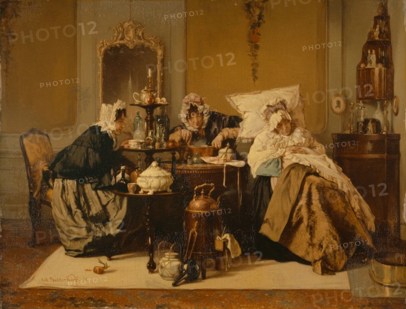 La Malade, 1866, oil on panel, 21 x 27 cm, signed and dated lower left: A. H. Bakker Korff., 66th, Alexander Hugo Bakker-Korff, Den Haag 1824–1882 Leiden