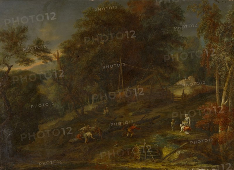 Forest Landscape with Staffage, Oil on Copper, 46.5 x 63.5 cm, Unsigned, Maximilian Joseph Schinnagl, (zugeschrieben / attributed to), Burghausen 1694/97–1761/62 Wien