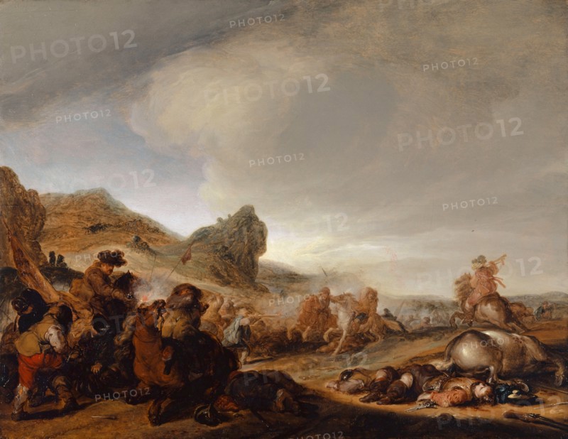 Rider Battle, oil on oak wood, 52.5 x 67 cm, unmarked, Benjamin Gerritsz. Cuyp, Dordrecht 1612–1652 Dordrecht