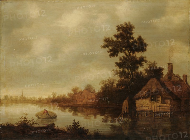 River Landscape, 1630-1640, oil on panel, 46.5 x 63 cm, unmarked, Salomon van Ruysdael, (Art / style of), Naarden b. Amsterdam 1600/03 – 1670 Haarlem