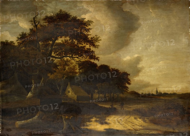 Landscape with farmhouses, c. 1660, oil on oak, 59.9 x 83.5 cm, unsigned, Roelof Jansz. van Vries, Haarlem um 1631–1681 Amsterdam