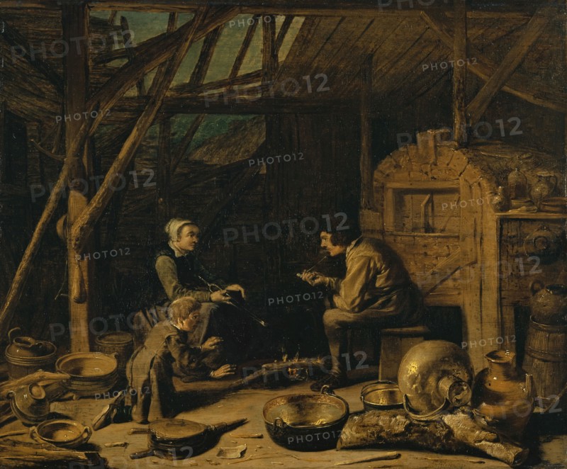 Bauernküche, oil on oak wood, 46 x 55 cm, signed at the bottom, about 10 cm from the right edge of the picture: Saftleven f, Cornelis Saftleven, Gorkum 1608–1681 Gorkum