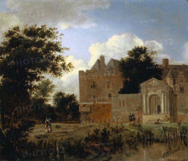 Nijenrode Castle, c. 1665, oil on oak, 34.2 x 39.5 cm, unsigned, Jan van der Heyden, Gorinchem 1637–1712 Amsterdam