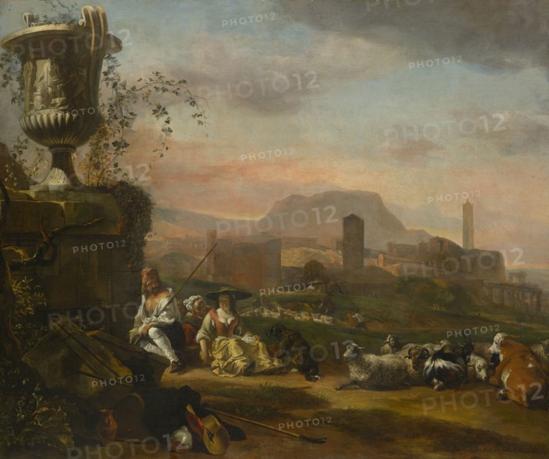 Roman Landscape with Shepherds, c. 1648/50, oil on canvas, 115.5 x 137.5 cm, unsigned, Jan Baptist Weenix, Amsterdam 1621– um 1660 Utrecht