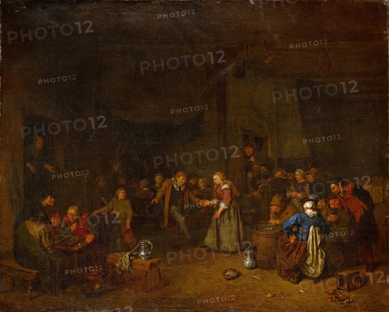 Peasant dance in a barn, oil on canvas, 64 x 79 cm, unmarked, Egbert van Heemskerck, Haarlem 1634/35–1704 London