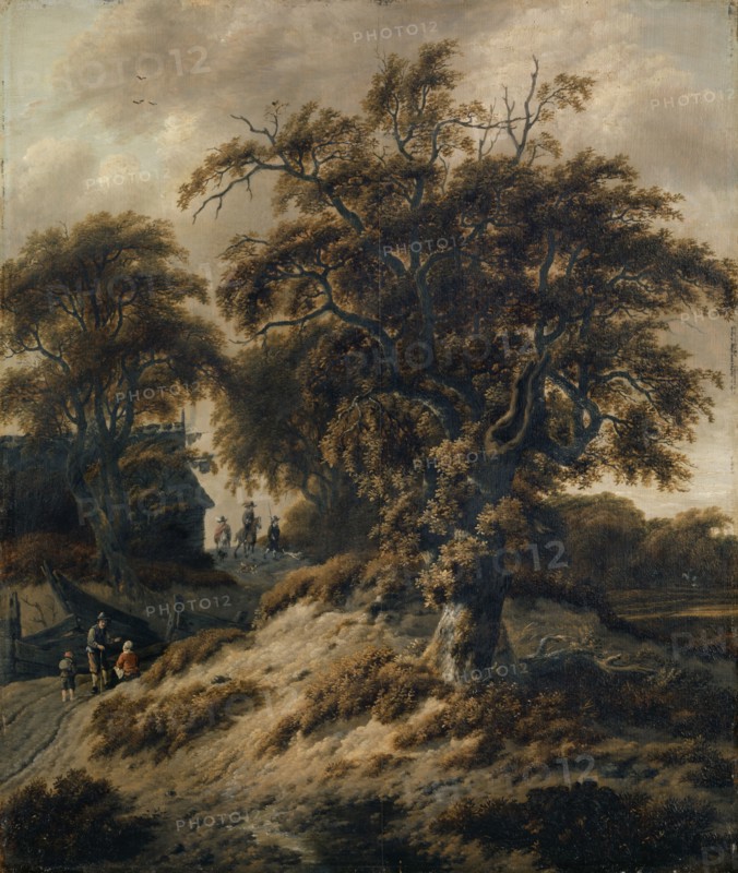 Dutch landscape with staffage, oil on oak wood, 58.5 x 49.5 cm, unsigned, Cornelis Gerritsz. Decker, ? um 1620–1678 Haarlem