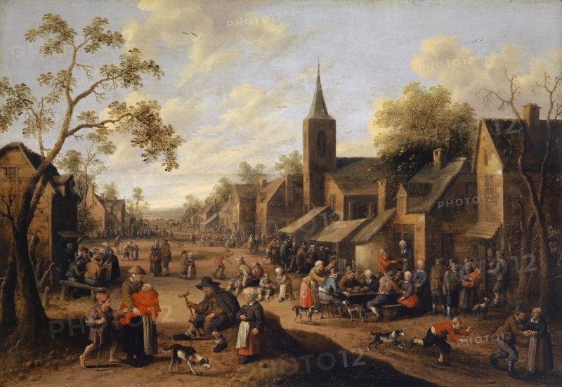 Farm fair, oil on oak wood, 51 x 74 cm, monogrammed lower middle: JC., DS., [ligated] f, Joost Cornelisz. Droochsloot, Utrecht? 1586–1666 Utrecht