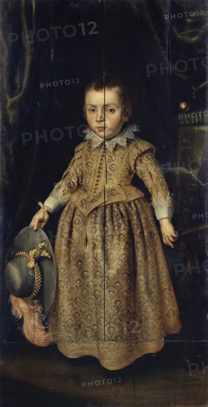 Portrait of a three-year-old boy, 1625, oil on panel, 131 x 67 cm, Not specified, but dated at the top of the picture: ÆTAT 3., A ° • 1625 •, Basler Meister, 17. Jh.