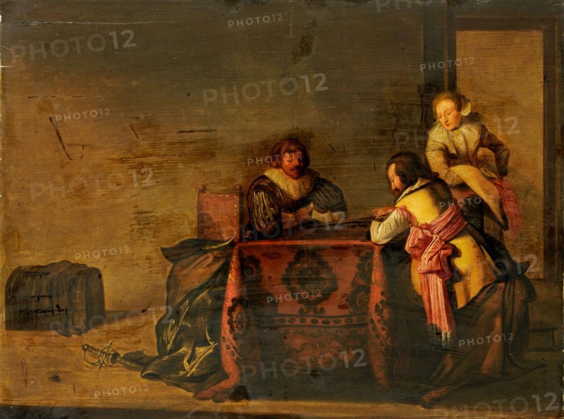 Tric-Trac player, oil on oak wood, 32 x 42 cm, Unmarked, Pieter Jacobsz. Codde, (zugeschrieben / attributed to), Amsterdam 1599–1678 Amsterdam