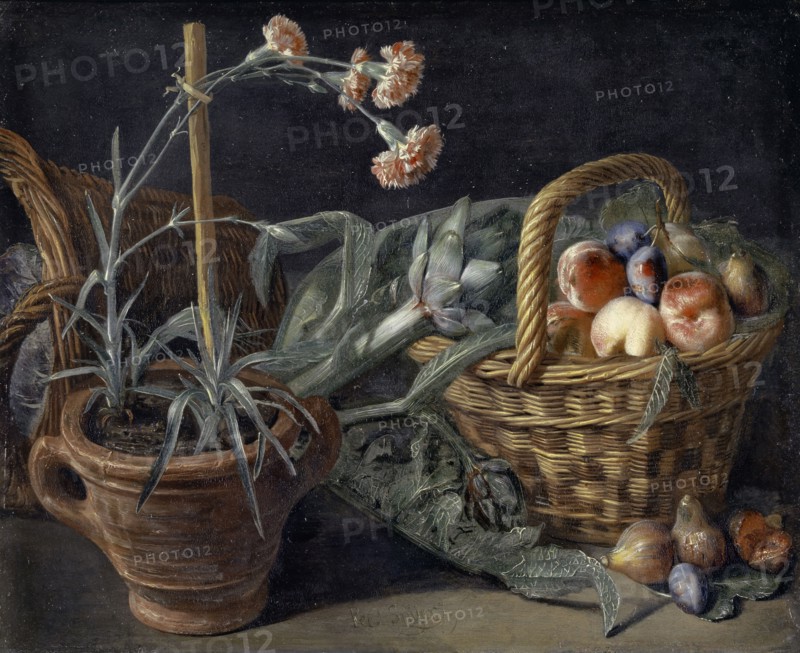 Basket of fruit and clove, oil on copper, 20.5 x 25.1 cm, inscribed in the middle below: Pee Snÿers., f, Pieter Snyers, Antwerpen 1681–1752 Antwerpen