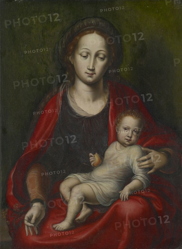Madonna and Child, oil on oak wood, 48 x 36 cm, unmarked, Jan Gossaert gen. Mabuse, (Schule / school), Maubeuge (?) um 1478–1532 Antwerpen (?)