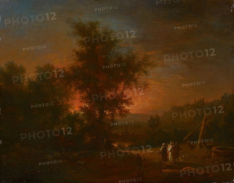 The passage to Emmaus, oil on oak, 19 x 24 cm, monogrammed lower right on the edge of the cliff: JCS, Johann Conrad Seekatz, Grünstadt 1719–1768 Darmstadt