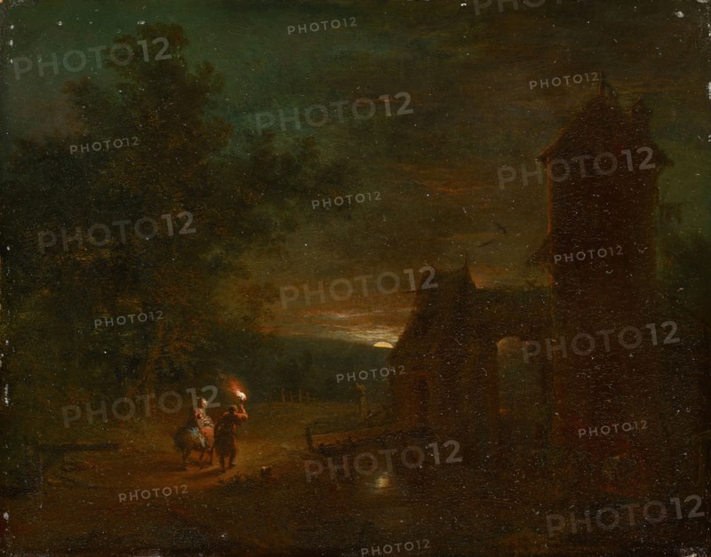 The Flight to Egypt, Oil on Oak, 19 x 24 cm, Unmarked, Johann Conrad Seekatz, Grünstadt 1719–1768 Darmstadt