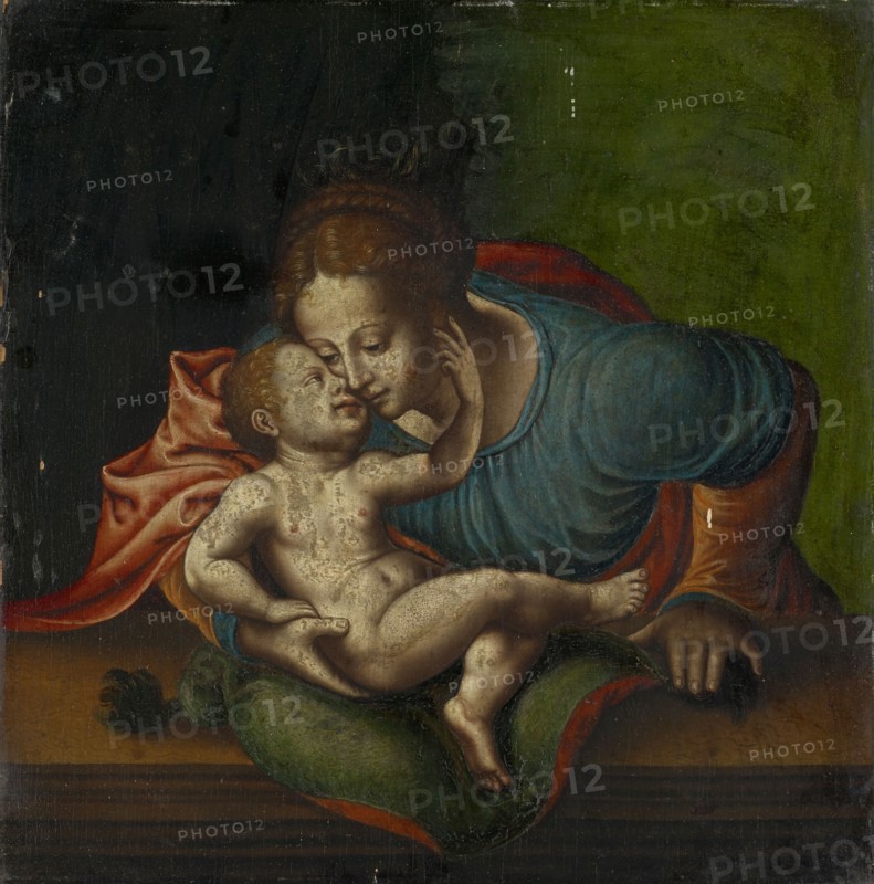 Madonna and Child, oil on oak, 33 x 32 cm, unsigned, Jan Gossaert gen. Mabuse, (Schule / school), Maubeuge (?) um 1478–1532 Antwerpen (?)