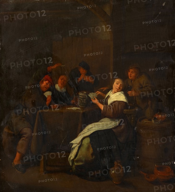 Playing Cards Farmers, 1640-1650, oil on oak, 36.2 x 32.7 cm, signed on the left side of the horizontal strut of the table: JMolenaer [JM ligated], Jan Miense Molenaer, Haarlem um 1610–1668 Haarlem