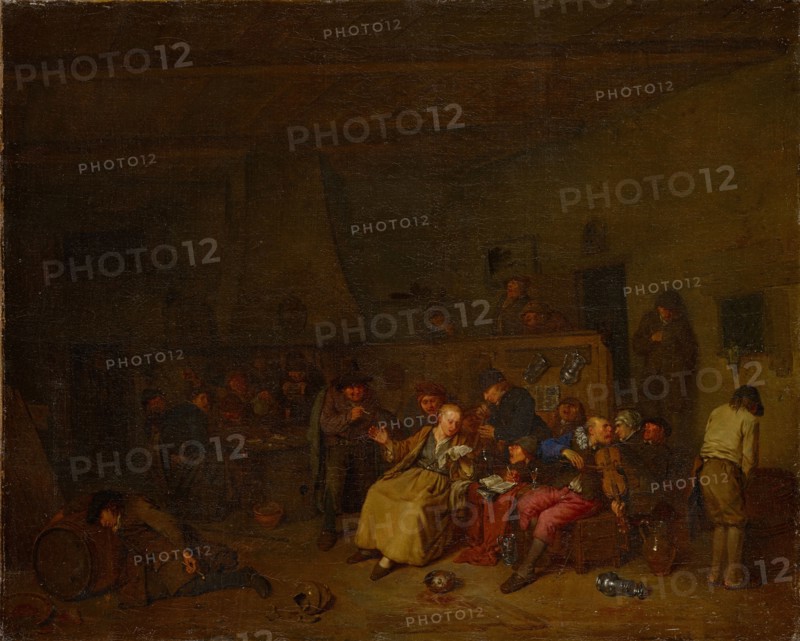 Farmer's concert in a barn, oil on canvas, 64 x 79 cm, unmarked, Egbert van Heemskerck, Haarlem 1634/35–1704 London