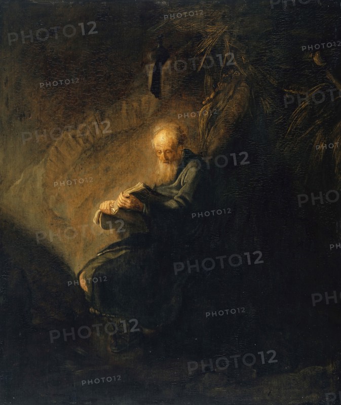 Reading Hermit, 1631, oil on oak, 61 x 51.5 cm, Rembrandt Harmensz. van Rijn, (Alte Kopie nach / old copy after), Leiden 1606–1669 Amsterdam