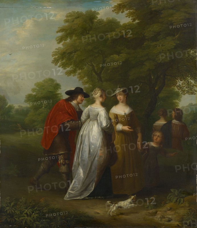 Walk, oil on panel, 58 x 51 cm, signed lower right: MiRiS F, Jan van Mieris, Leiden 1660–1690 Rom