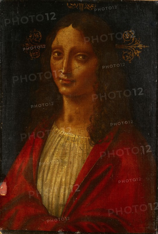 Christ in half figure, oil on handkerchief, relined and mounted on wood, 46.5 x 32.5 cm, unmarked, Lombardischer Meister, 16. Jh.