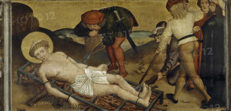 Martyrdom of St., Lawrence, c. 1500/10, oil on fir wood, 28 x 57.5 cm, unsigned, Bernhard Strigel, (Umkreis / circle), Memmingen 1460–1528 Memmingen
