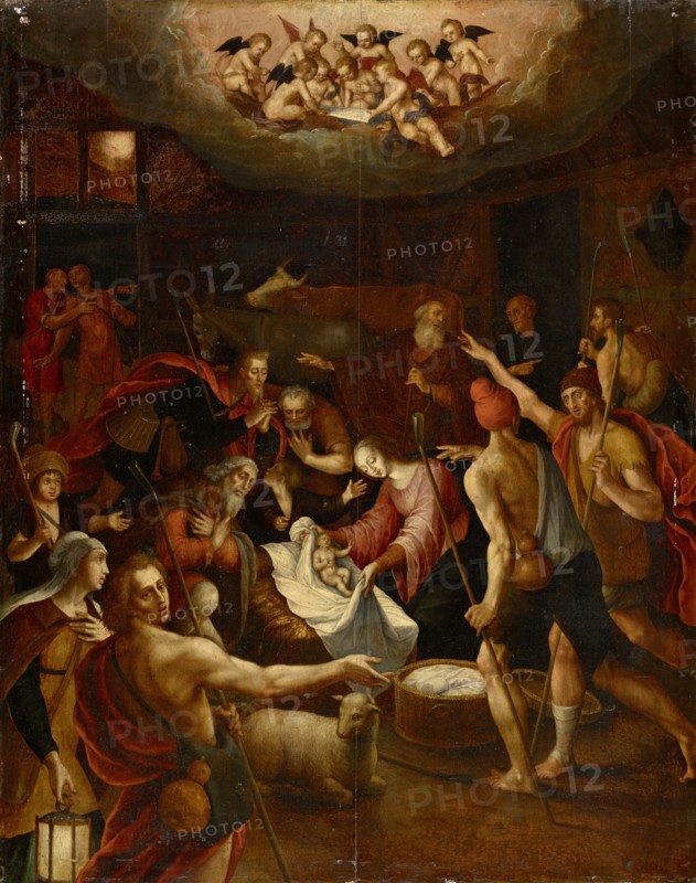 The Adoration of the Shepherds, Oil on Oak, 73 x 58 cm, Unmarked, Aegidius Sadeler II, (Art / style of), Antwerpen um 1570–1629 Prag