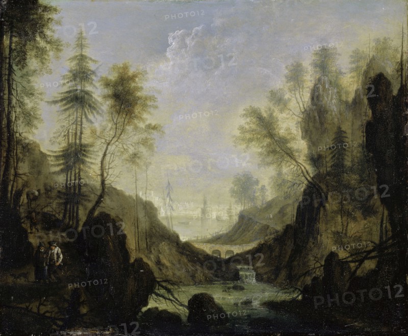 Rocky River Valley, Oil on Copper, 23 x 27.5 cm, Unmarked, Lucas van Uden, (Umkreis / circle), Antwerpen 1595–1672 Antwerpen