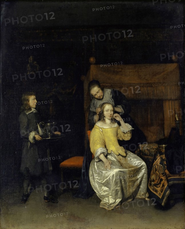 Lady at the toilet, c. 1658-1660, oil on canvas, 80.3 x 65.1 cm, unsigned, Caspar Netscher, Heidelberg (?) um 1635–1684 Den Haag